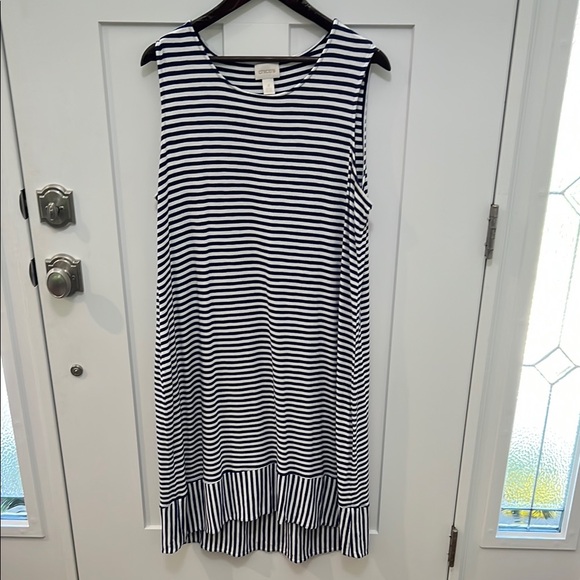 Chico's Dresses & Skirts - Chico’s Blue and White Sleeveless A-Line Dress